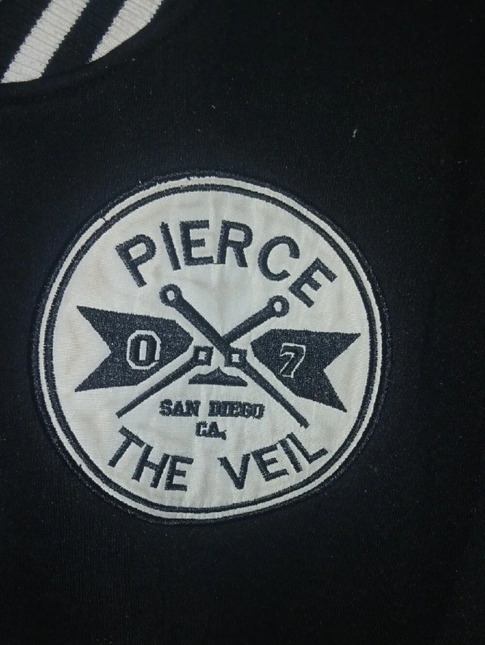 Pierce The Veil 2013 Black Varsity-Style Bomber Jacket Medium
